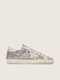 Women's Super-Star in silver glitter with ice-gray suede star