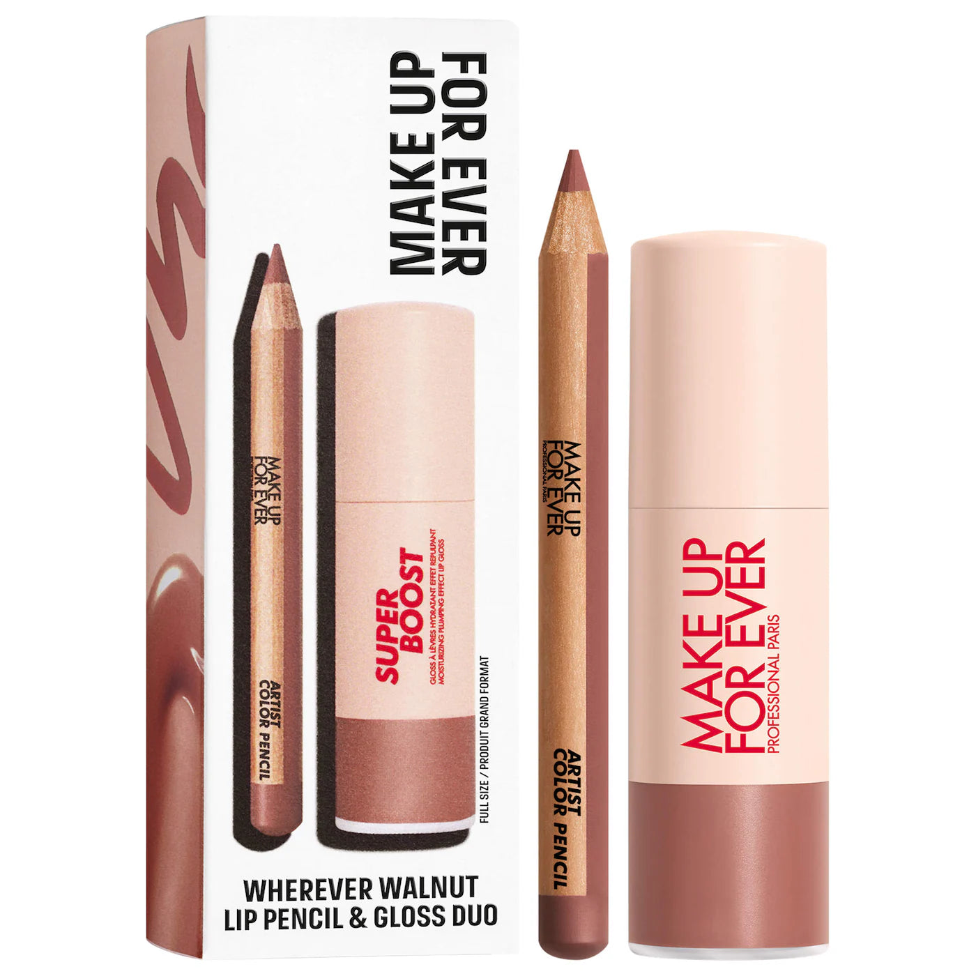 MAKE UP FOR EVER  Mini Artist Color Pencil Lip Liner & Full Size Super Boost Lip Gloss Kit PRE - ORDEN